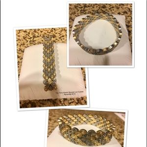 Lia sophia 2 tone Cut Crystals Stretch Bracelet